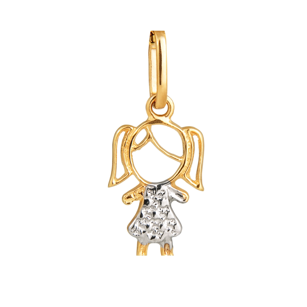 Pingente Essentials filhos menina ouro 18k vazada vestido rodinado