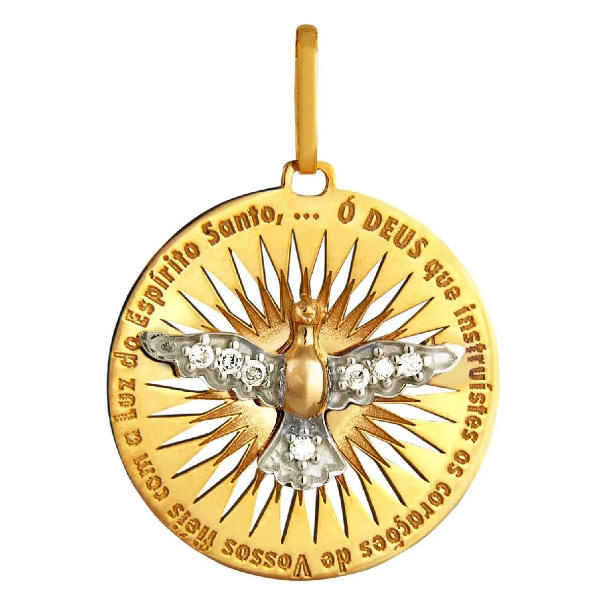 Pingente de Ouro 18k de Espírito Santo com Diamante