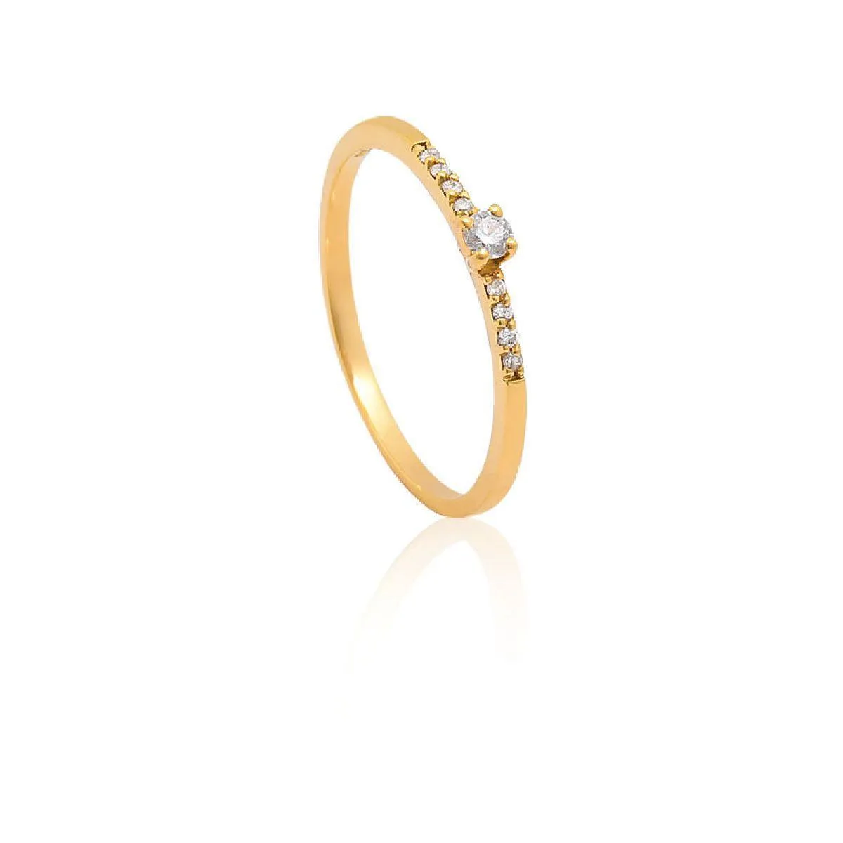 Anel solitário de ouro 18k Diamante 9 pts DESIRE