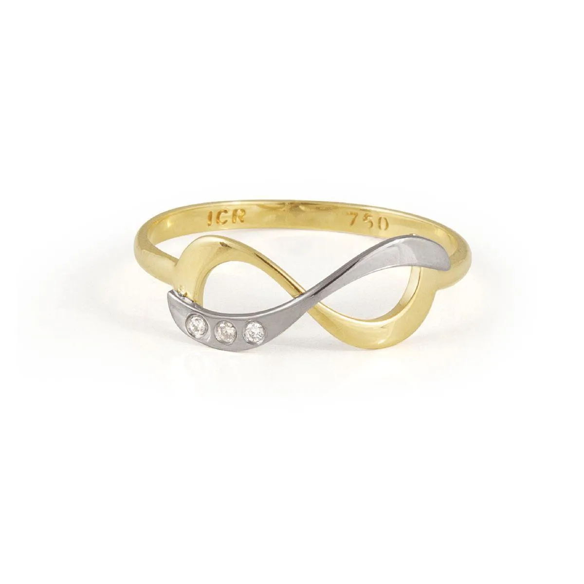 Anel Gifts infinito ouro branco e amarelo 18k com 1,5pts de Diamantes