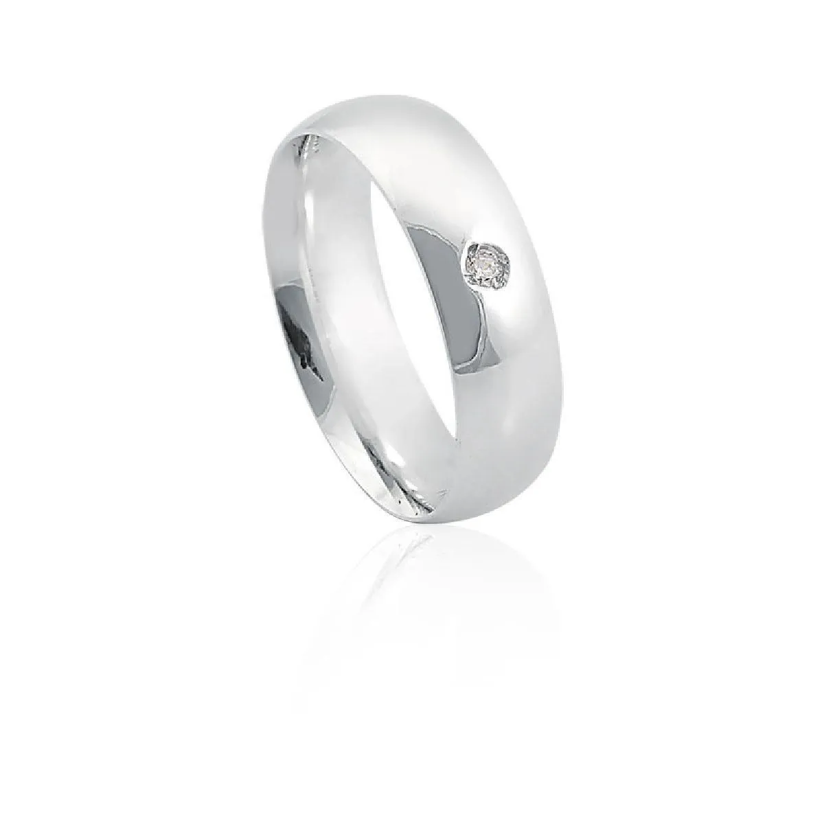 Aliança prata 925 polida com Zircônia 6MM