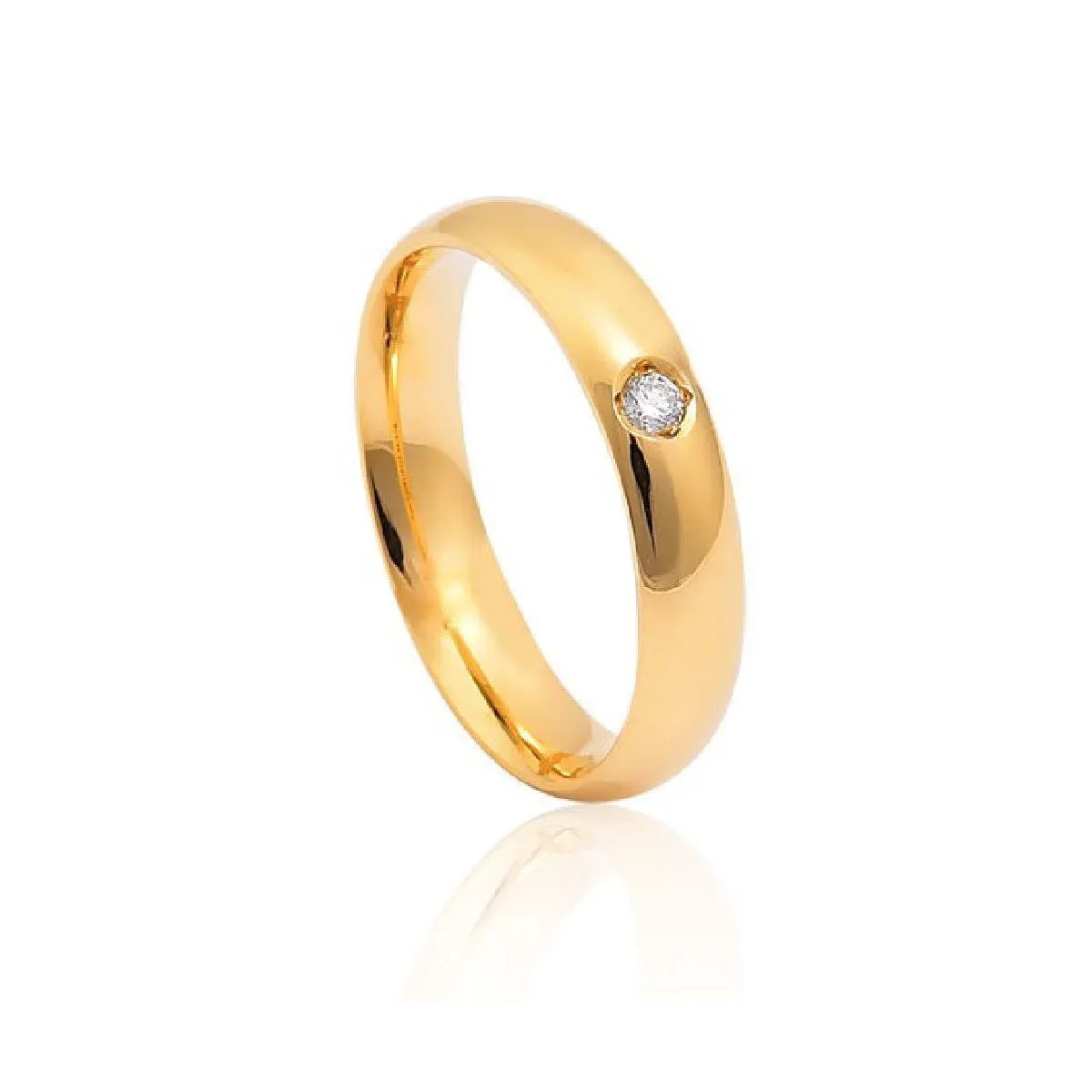 Aliança Te Amo anatômica abaulada ouro 18k com 3pts de Diamante 4,8MM