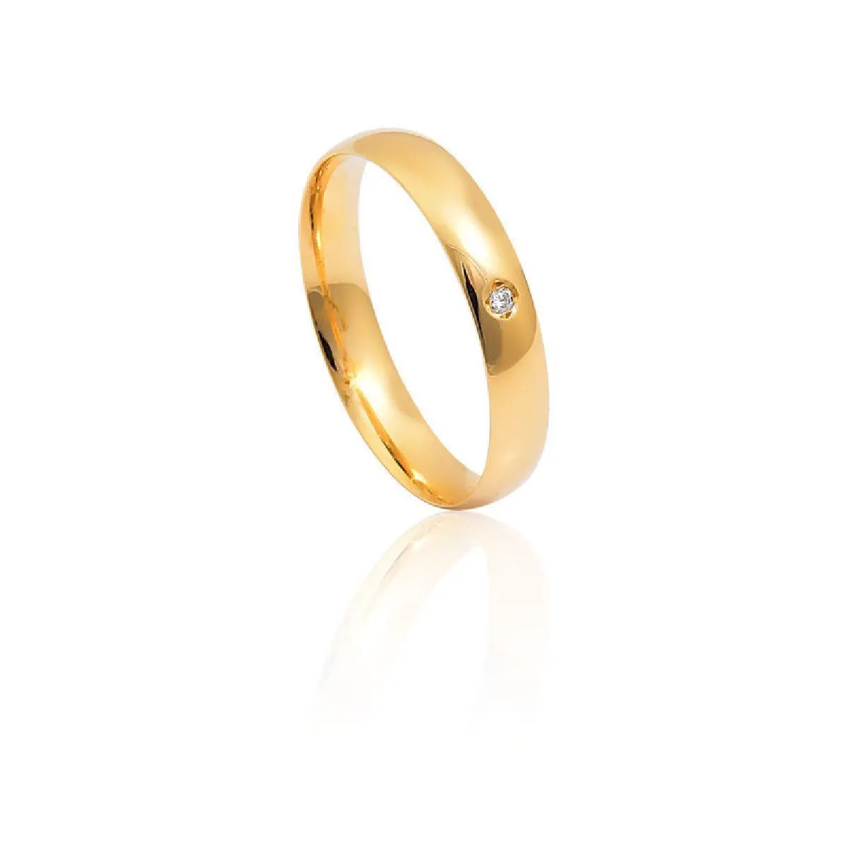 Aliança Emotion anatômica ouro 18k abaulada com 1pt de Diamante 3,4MM