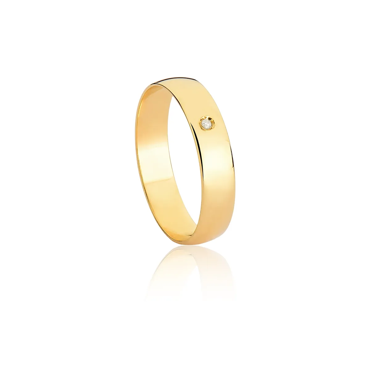 Aliança I Love You ouro 18k abaulada com 1pt de Diamante 4,3MM