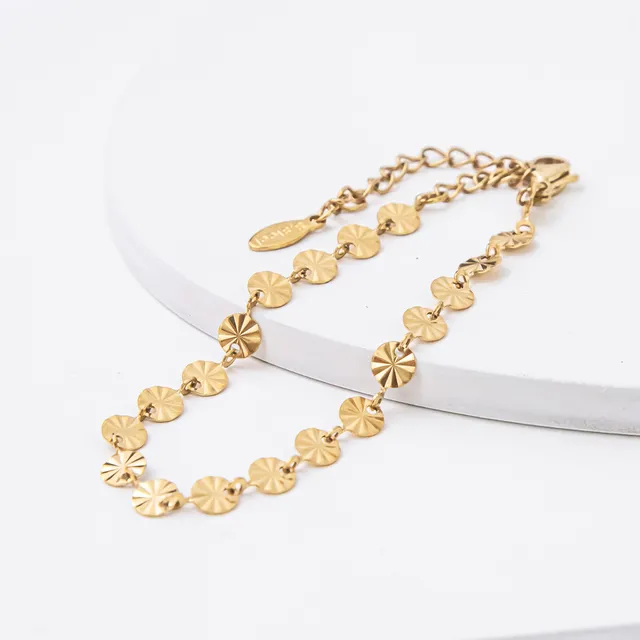 Pulseira Dourada Circulos 3D em Aço Inoxidável