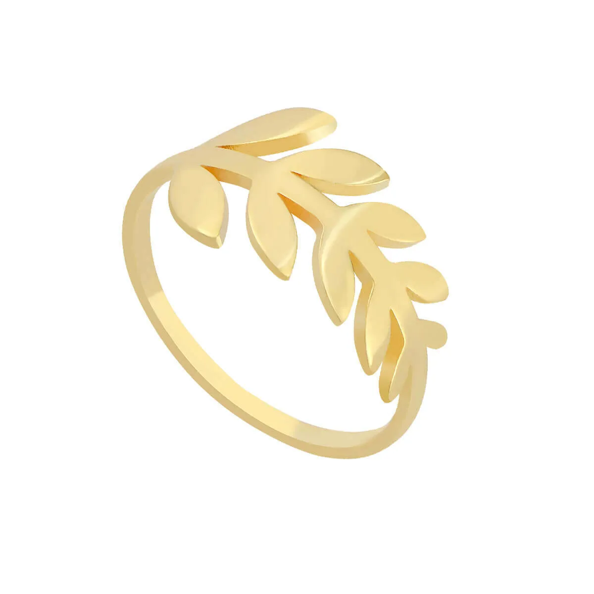 Anel Folheado a Ouro 18k Ramo de Folhas