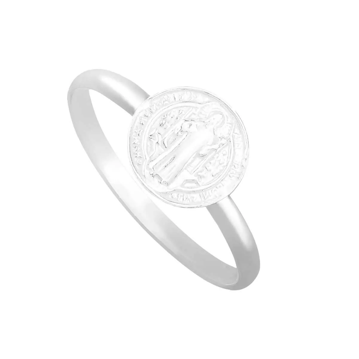 Anel Prata 925 Medalha São Bento