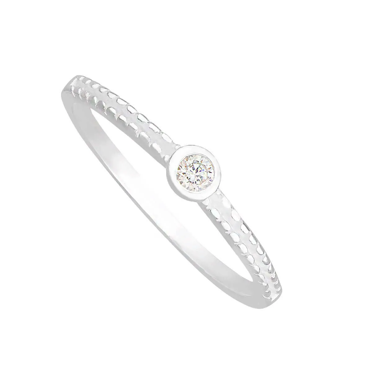 Anel Prata 925 Solitário Círculo Zircônia P