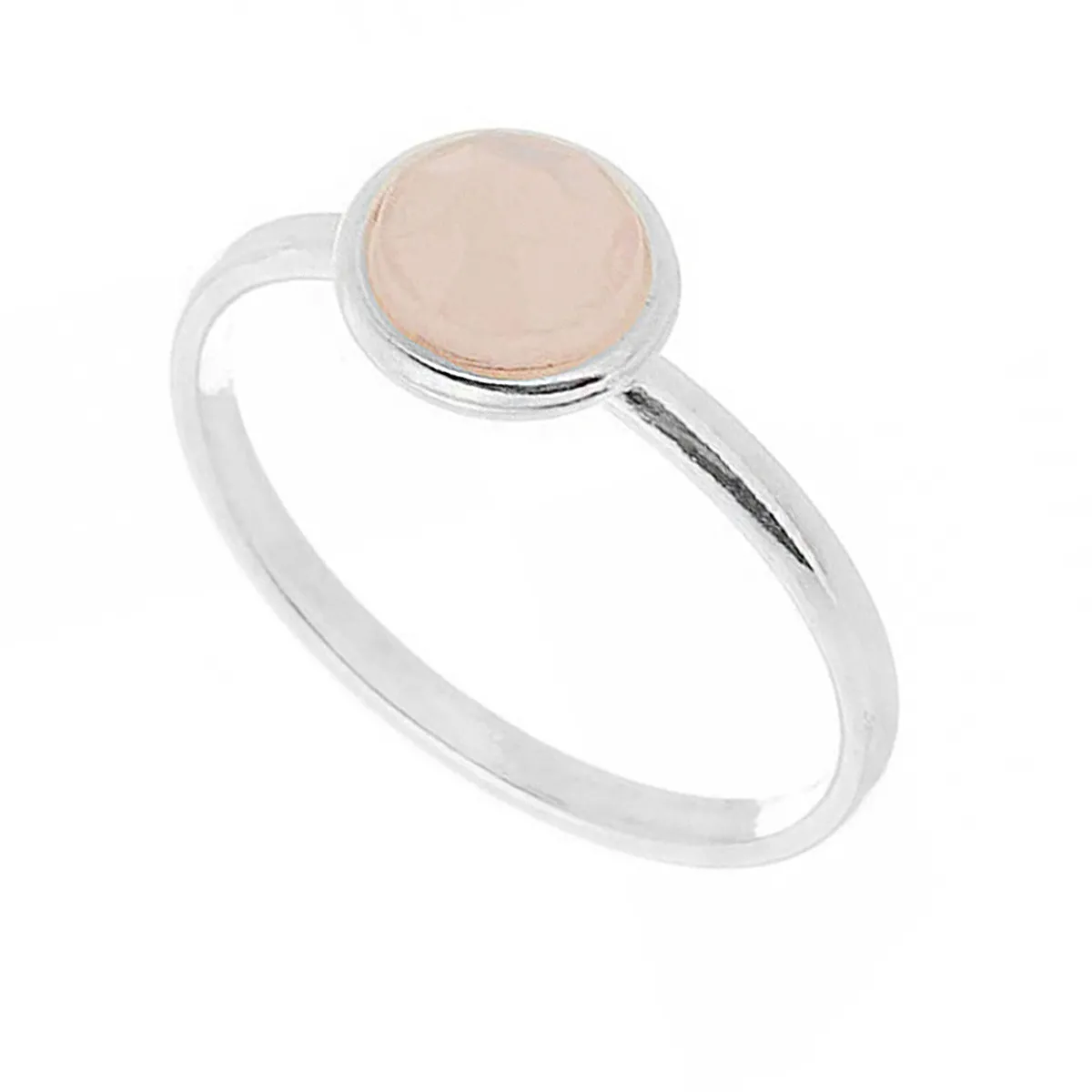 Anel Prata 925 Solitário Rosa