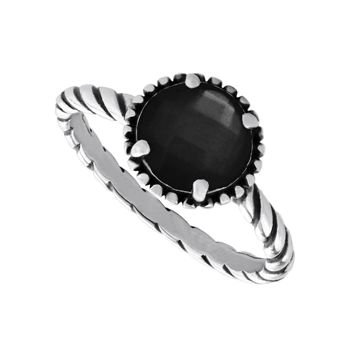 Anel Prata 925 Solitário Zircônia Redonda Preta