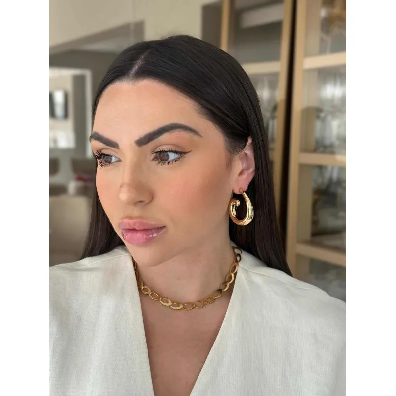 Argola Folheada a Ouro 18k Curvada