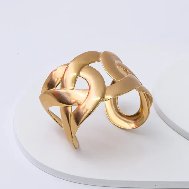 Bracelete Dourado Regulável Laços em Aço Inoxidável