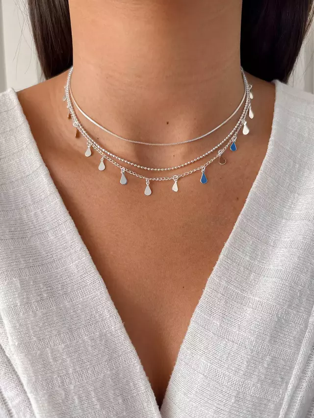 Choker Tripla Minimalista - Prata