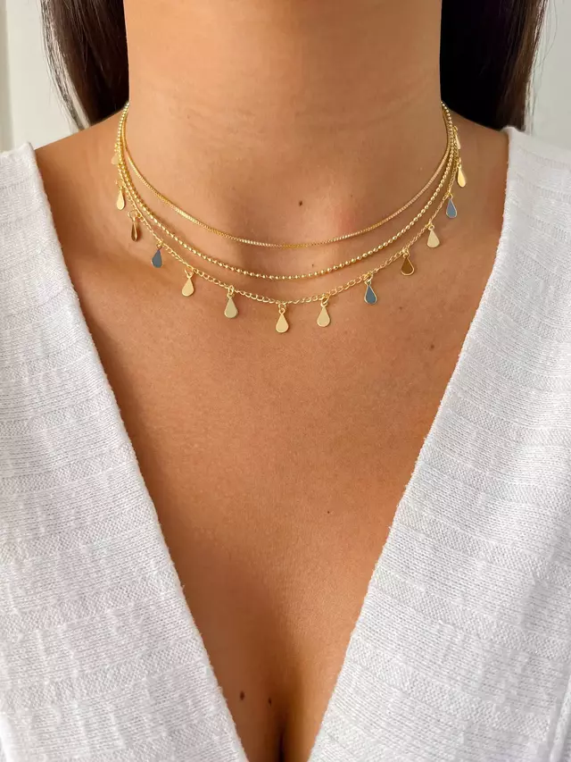 Choker Tripla Minimalista - Dourada