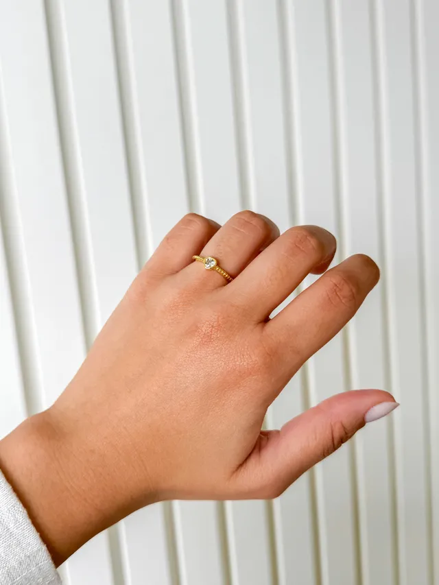 Anel Coração Zircônia - Dourado