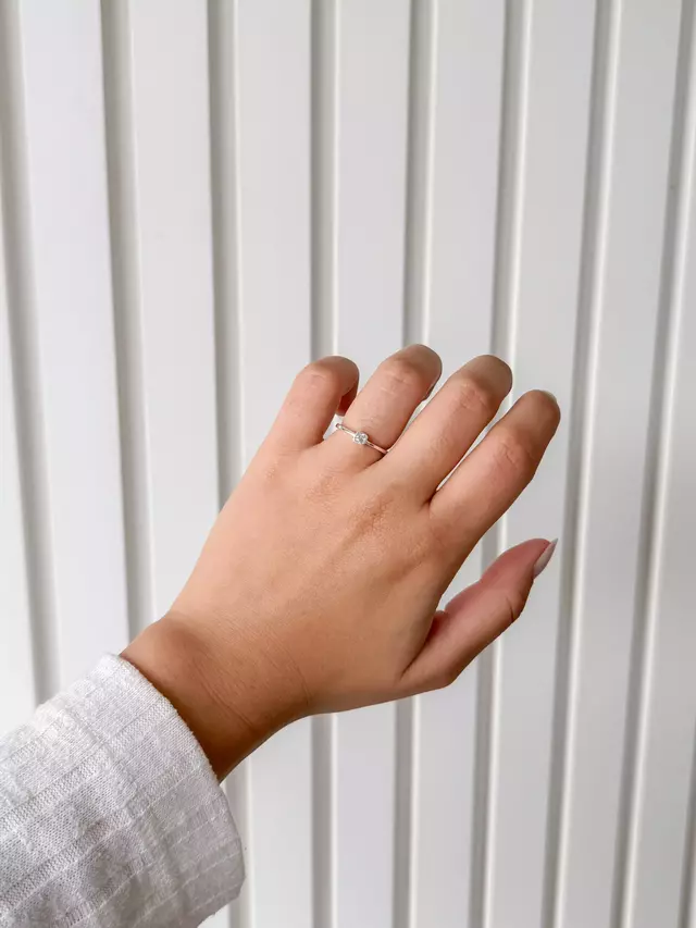 Anel Zircônia Quadrada - Prata