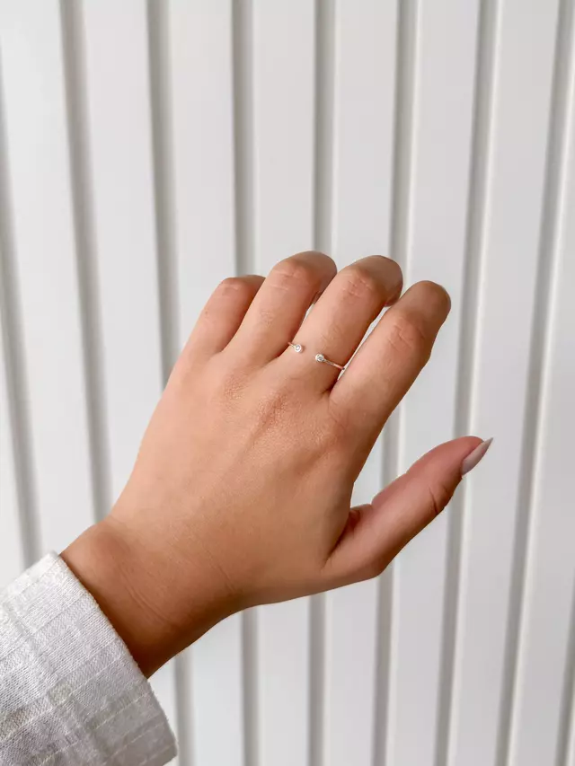 Anel Duplo Zircônia - Prata