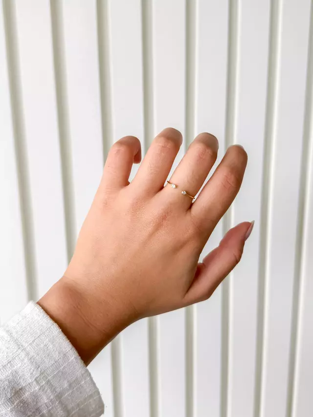 Anel Duplo Zircônia - Dourado