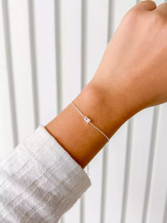 Pulseira Zircônia Quadrada - Prata