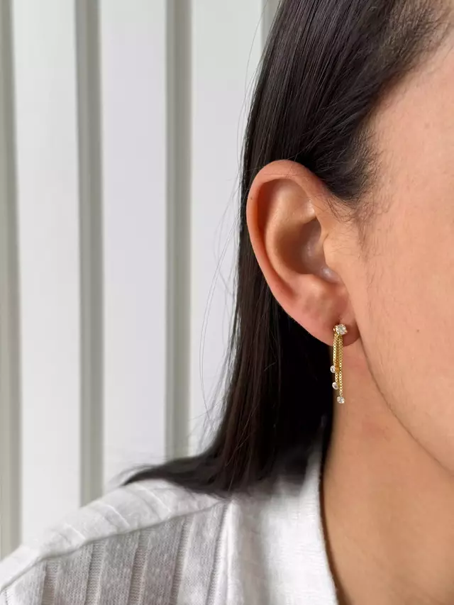 Brinco Cascata Brilho - Dourado