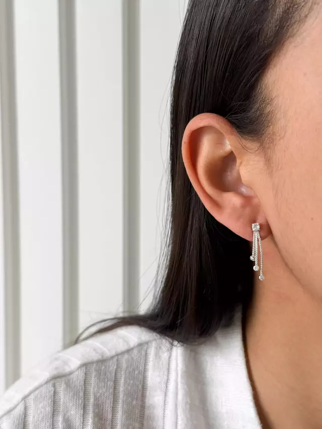 Brinco Cascata Brilho - Prata
