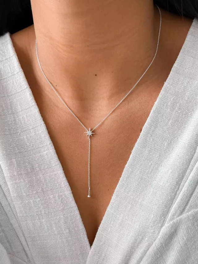 Colar Gravata Estrela - Prata
