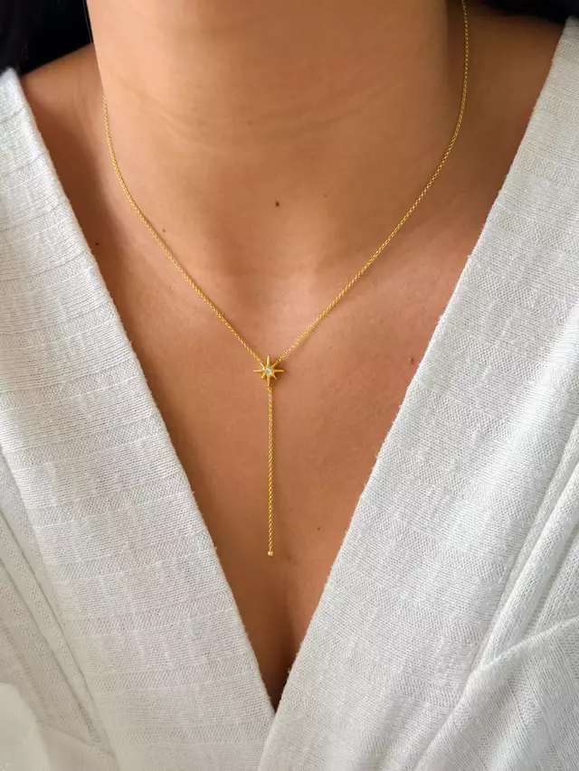 Colar Gravata Estrela - Dourado