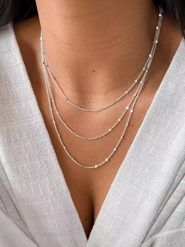 Colar Três Voltas Minimalista - Prata