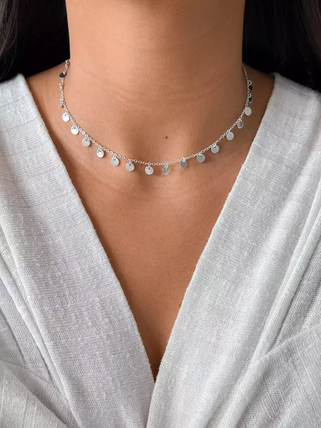 Choker Medalha Redonda - Prata