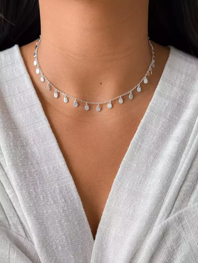 Choker Medalha Gota - Prata