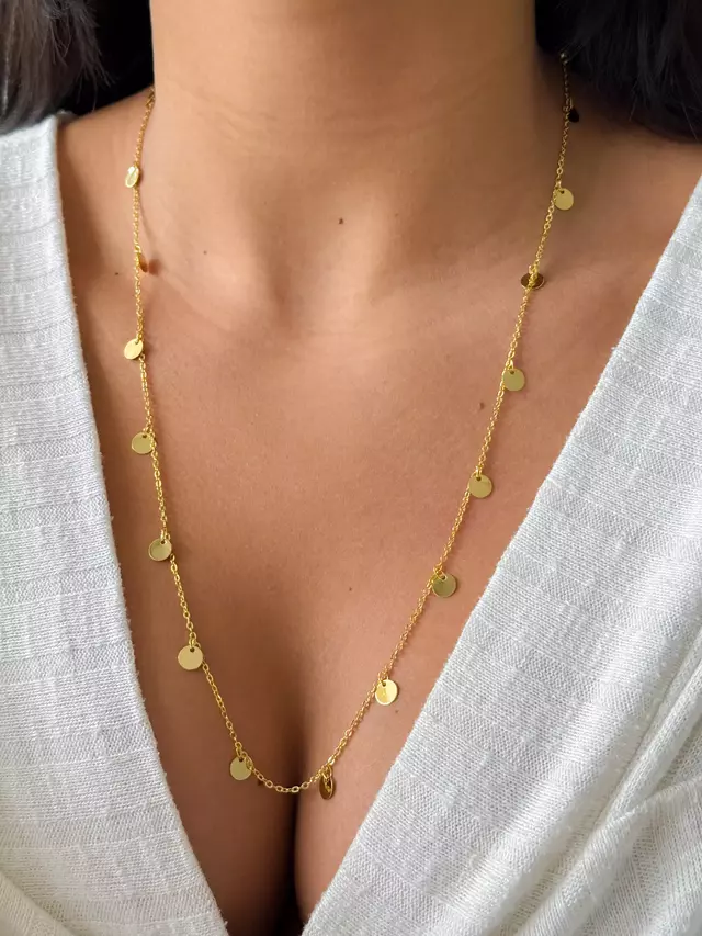 Colar Longo Medalhas - Dourado