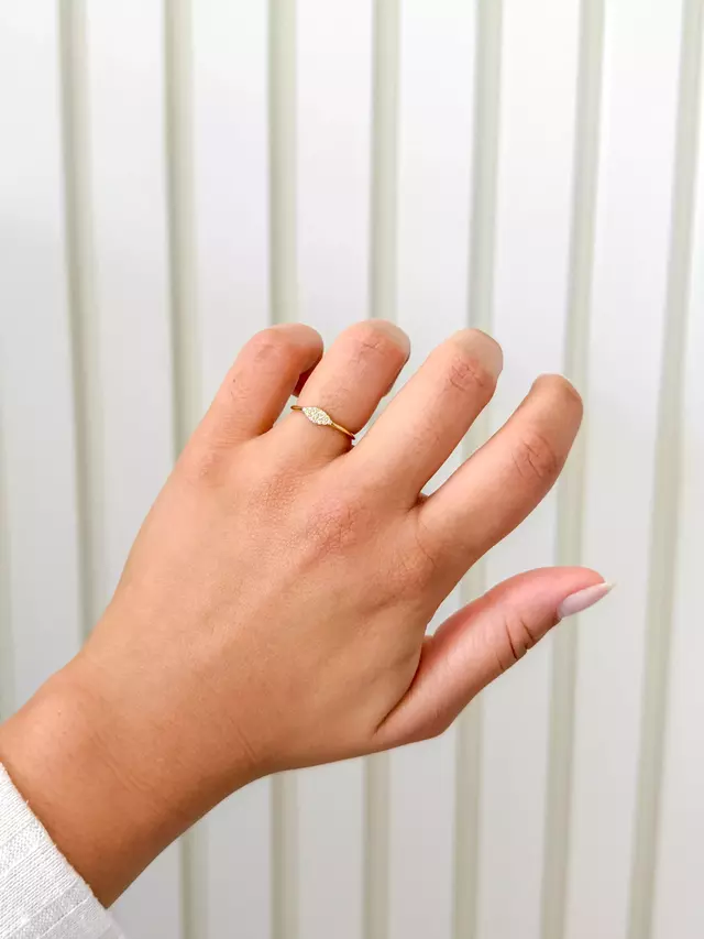 Anel Navete Cravejada - Dourado