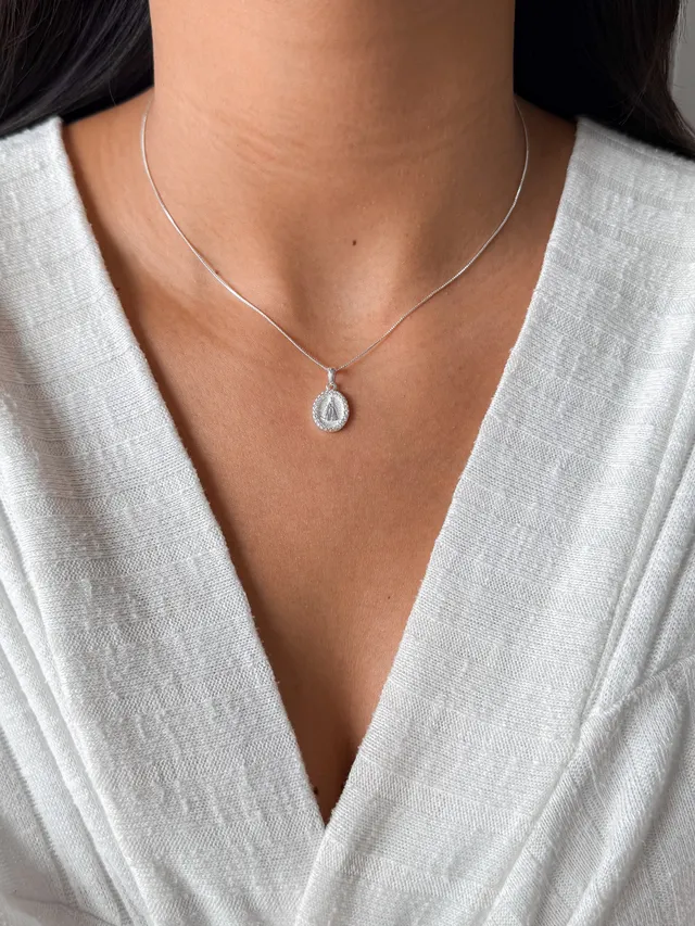 Colar Medalha Nª Senhora Aparecida - Prata