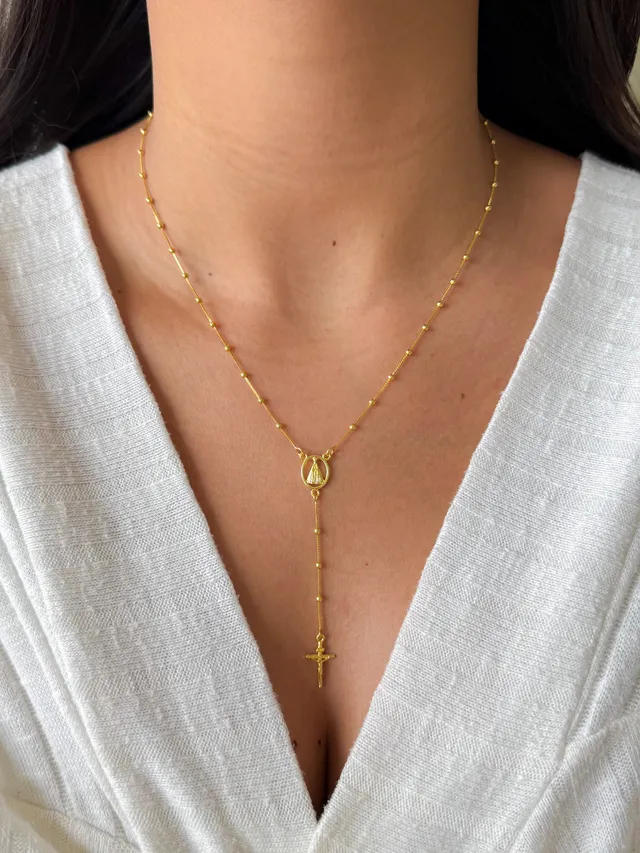 Terço Bolinha Nª Senhora Aparecida - Dourado