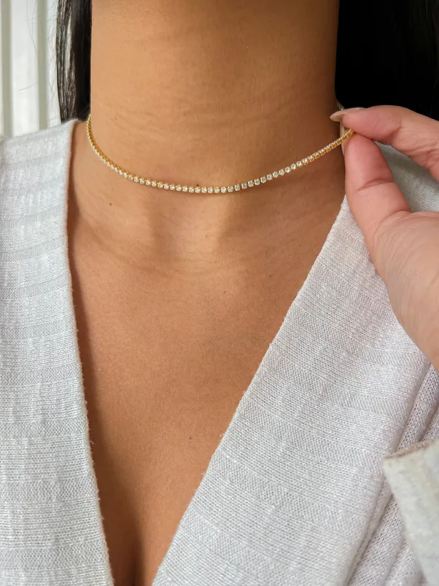 Choker Riviera Cristal - Dourada