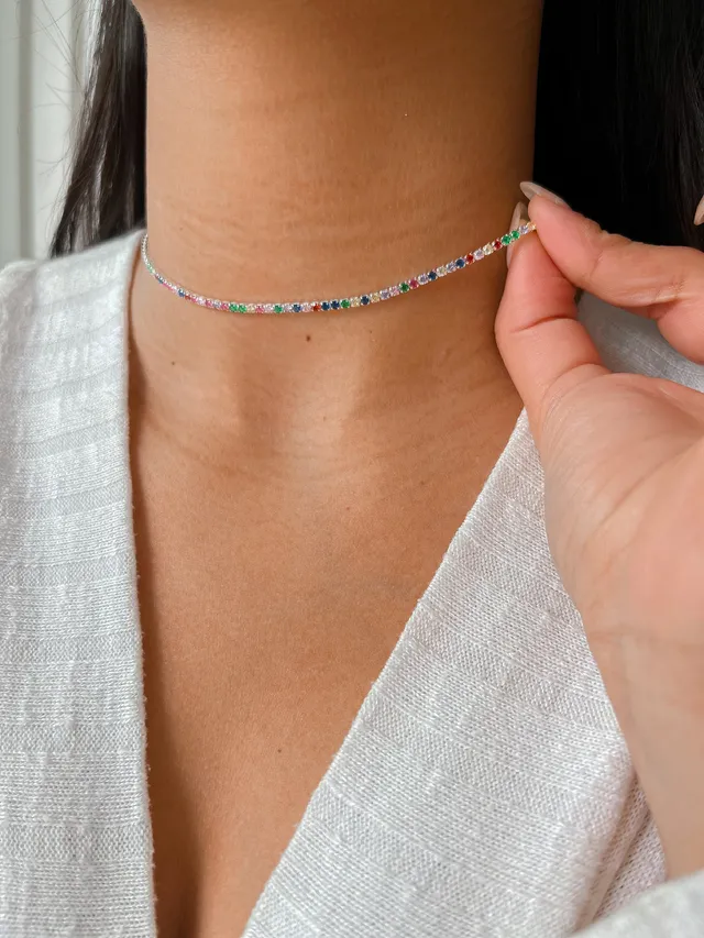 Choker Riviera Colorida - Prata