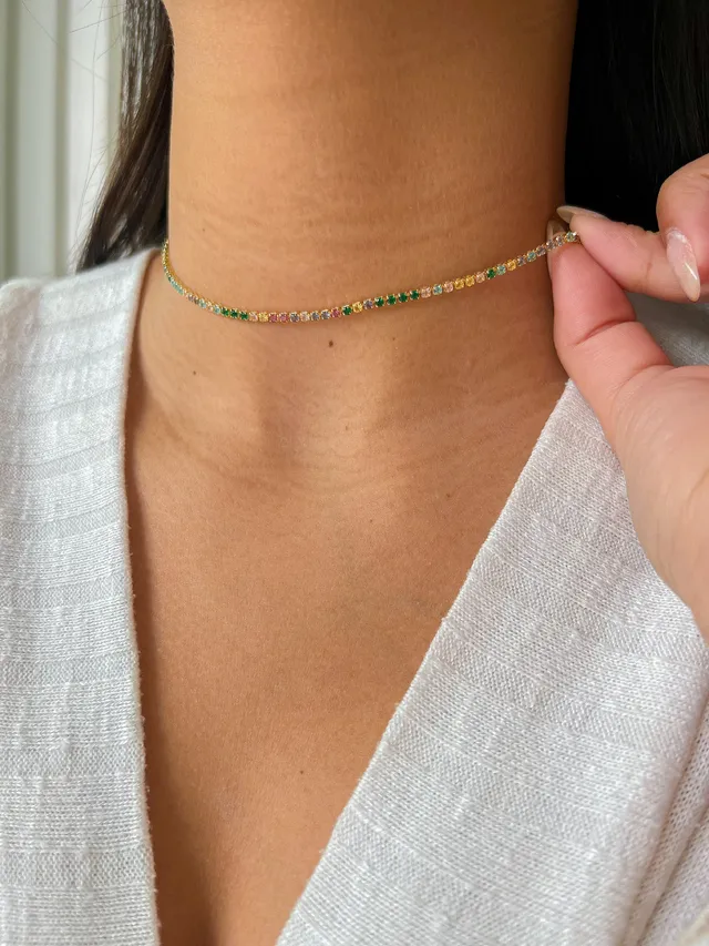 Choker Riviera Colorida - Dourada