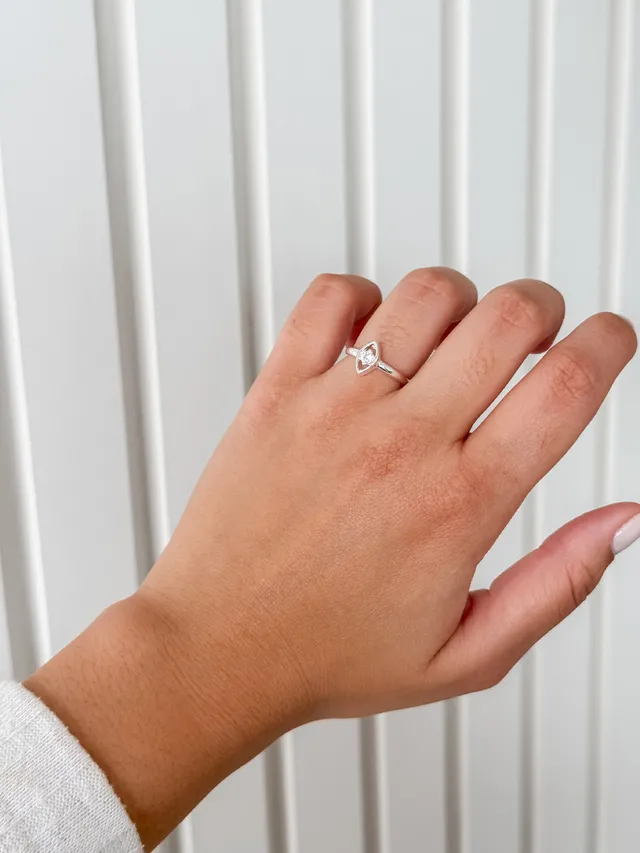 Anel Zircônia Olho Grego - Prata