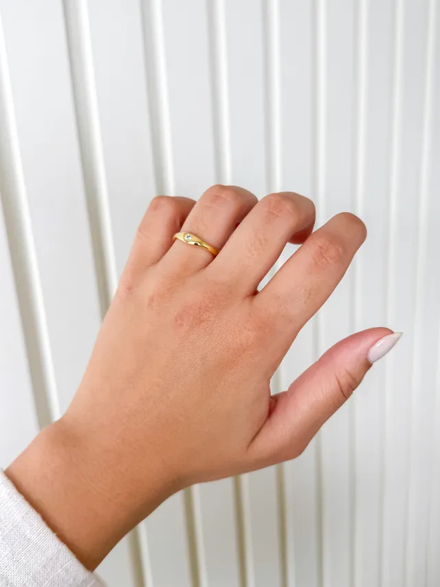 Anel Zircônia Zara - Dourado