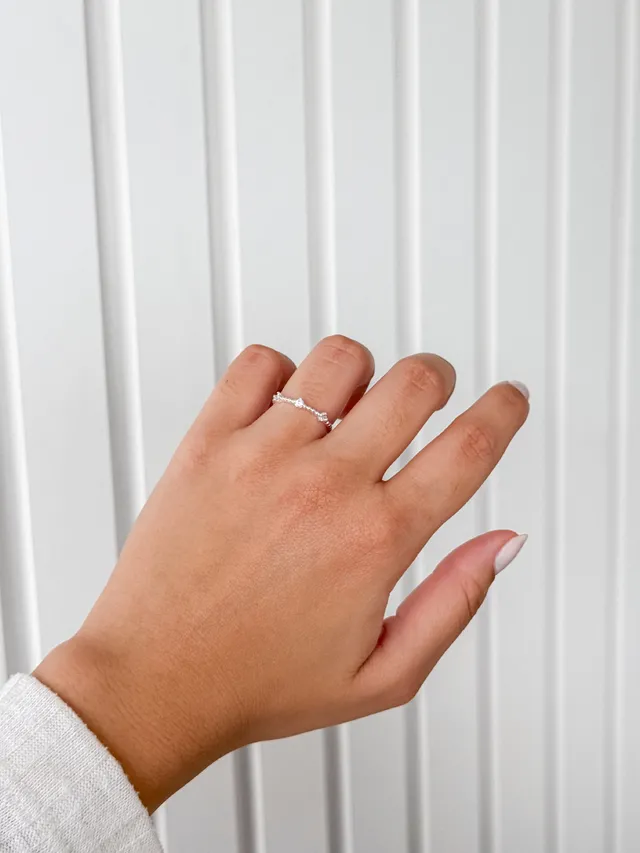 Anel Três Zircônias - Prata