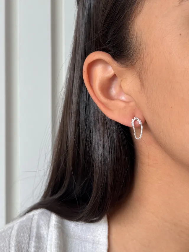 Brinco Fio Cravejado - Prata