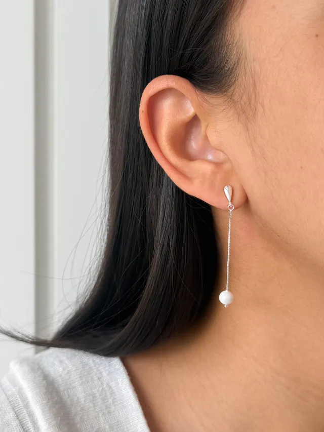 Brinco Fio Pérola - Prata