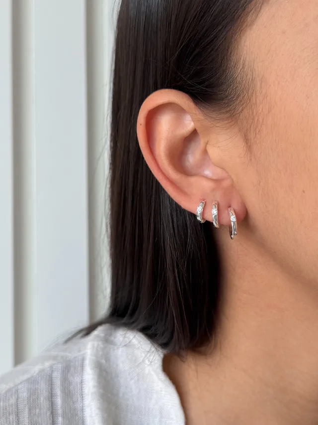 Trio de Argolas Zircônia - Prata