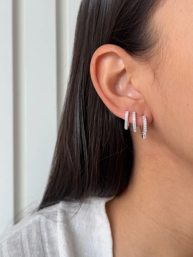 Trio de Argolas V Cravejada - Prata