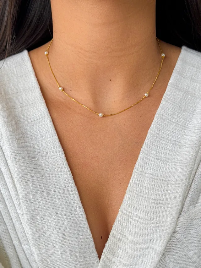 Choker Pérolas - Dourada