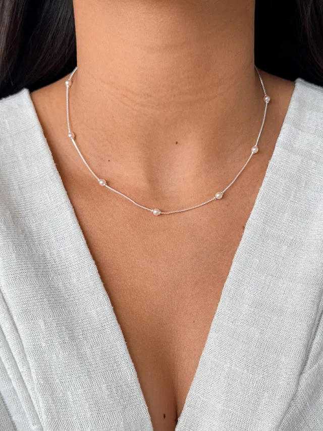 Choker Pérolas - Prata