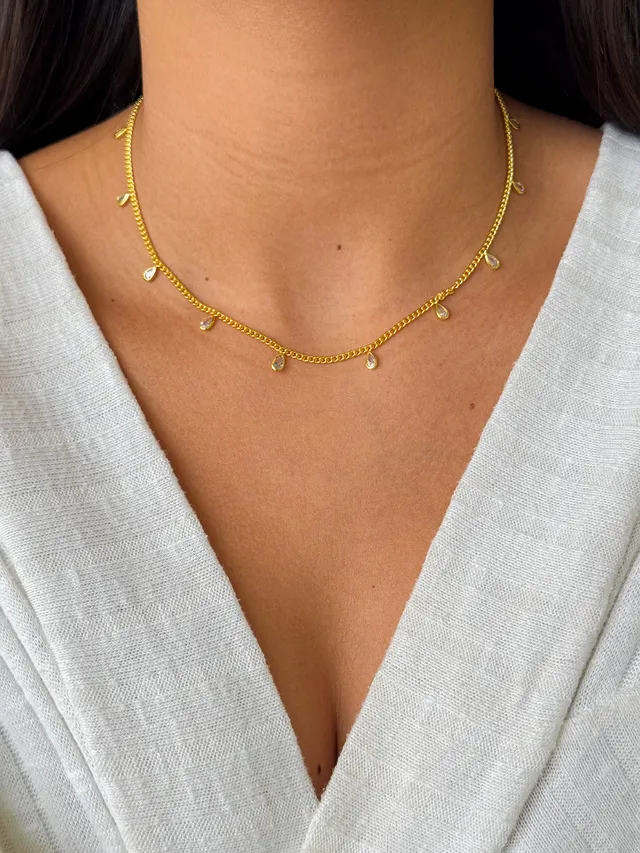 Choker Zircônia Gota - Dourada