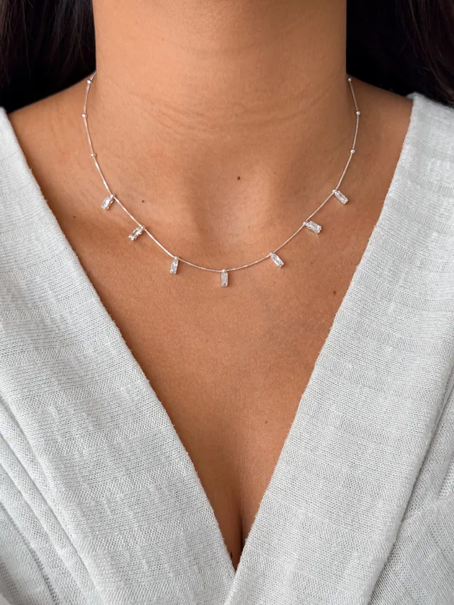 Choker Bolinha e Zircônia - Prata
