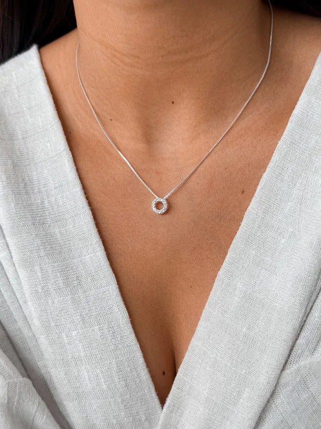 Colar Círculo Cravejado - Prata