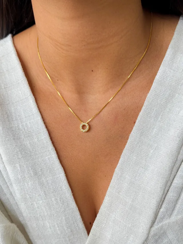 Colar Círculo Cravejado - Dourado